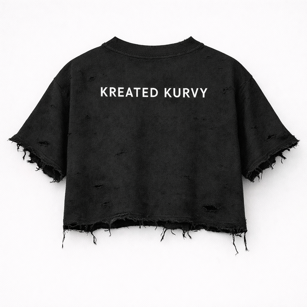 Kurvy AF Distressed Oversized Cropped Tee