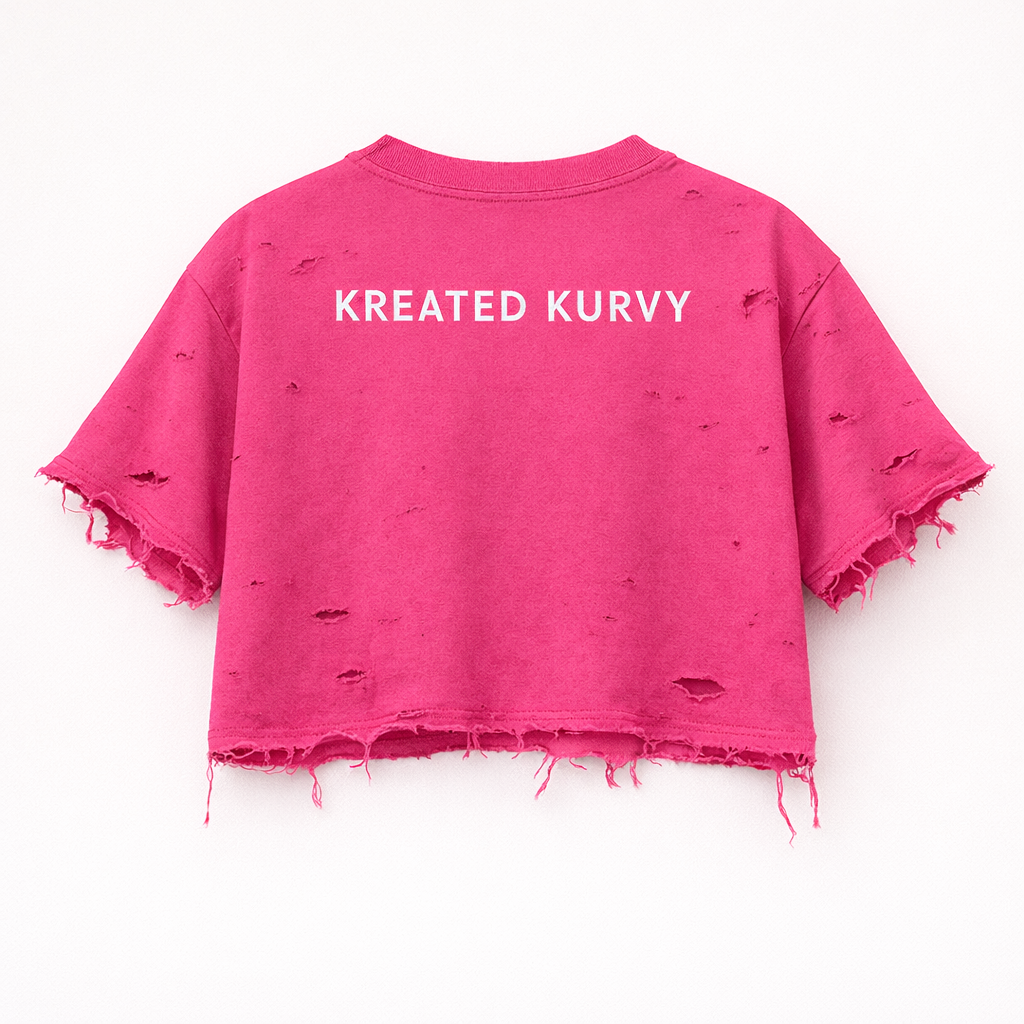 Kurvy AF Oversized Distressed Cropped Tee