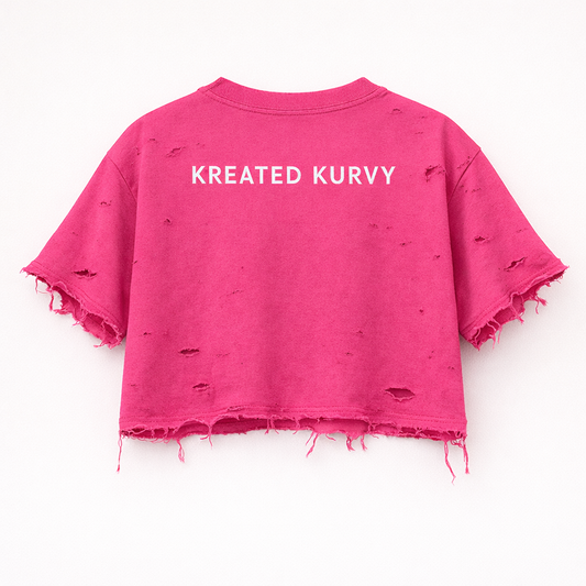 Kurvy AF Oversized Distressed Cropped Tee