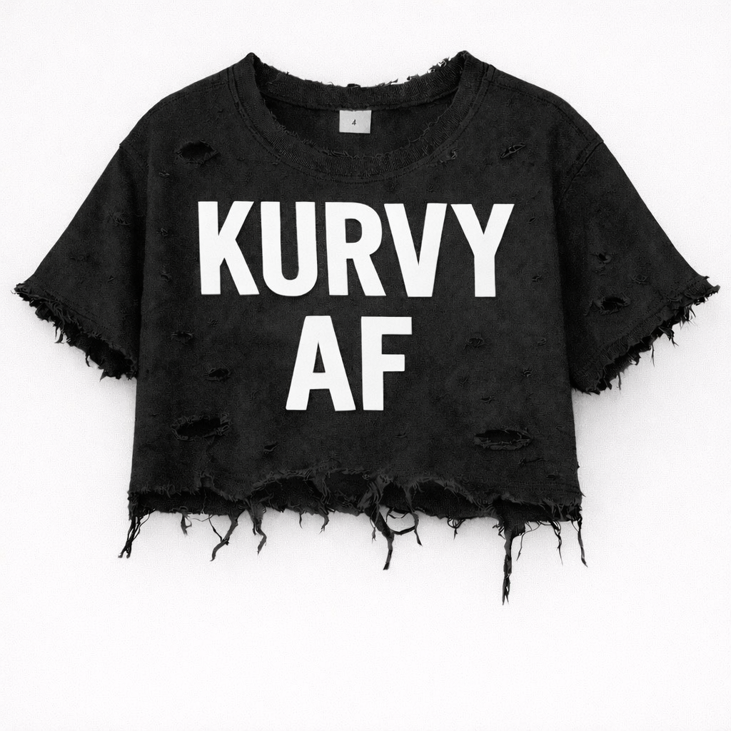 Kurvy AF Distressed Oversized Cropped Tee
