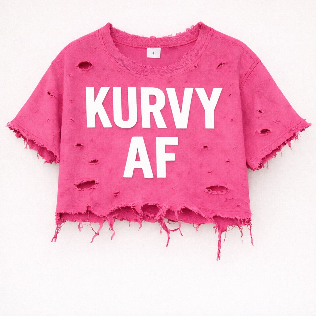 Kurvy AF Oversized Distressed Cropped Tee